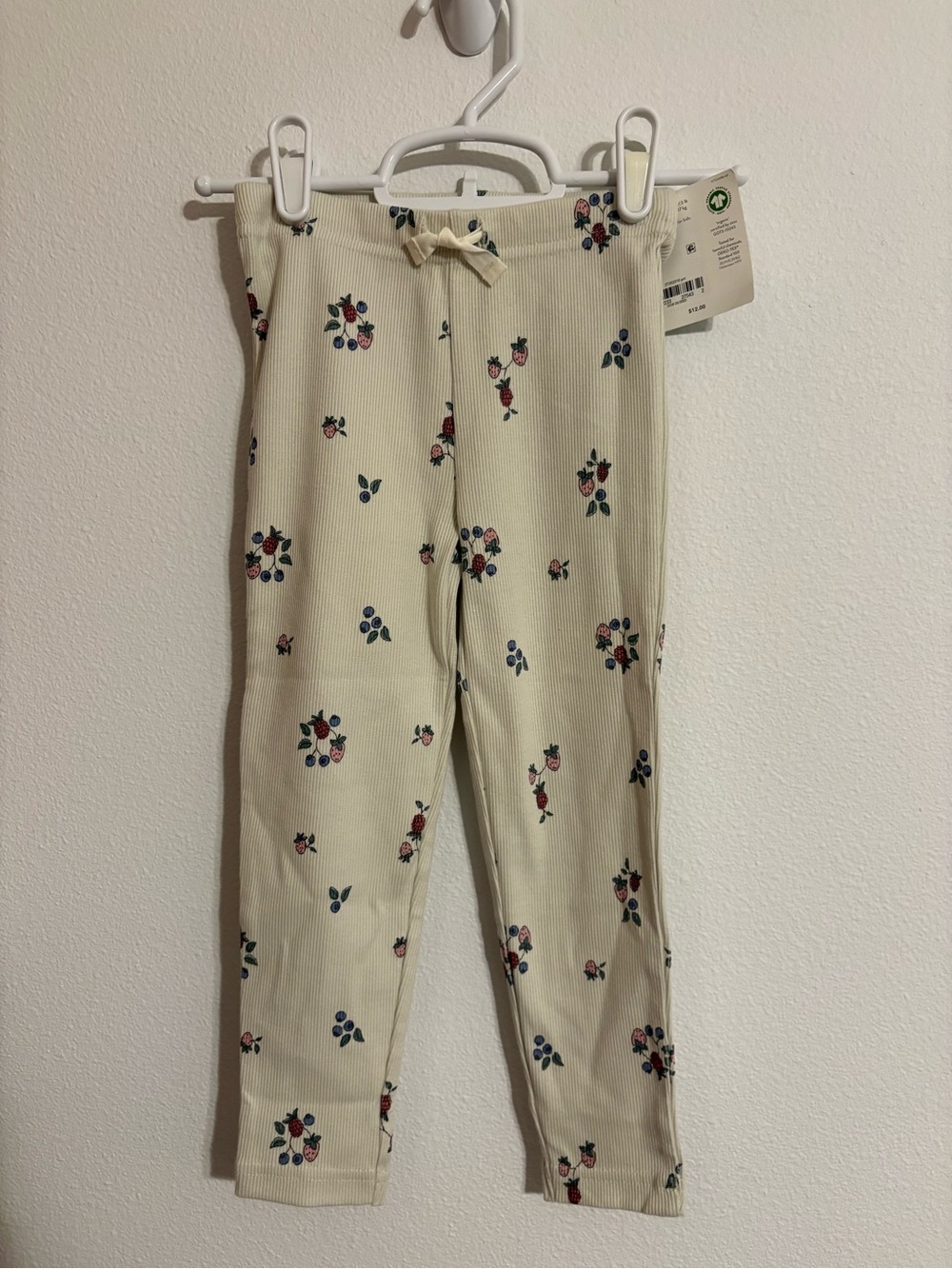 Little Planet Cream Floral Ribbed pants 95% organic cotton 4T NWT